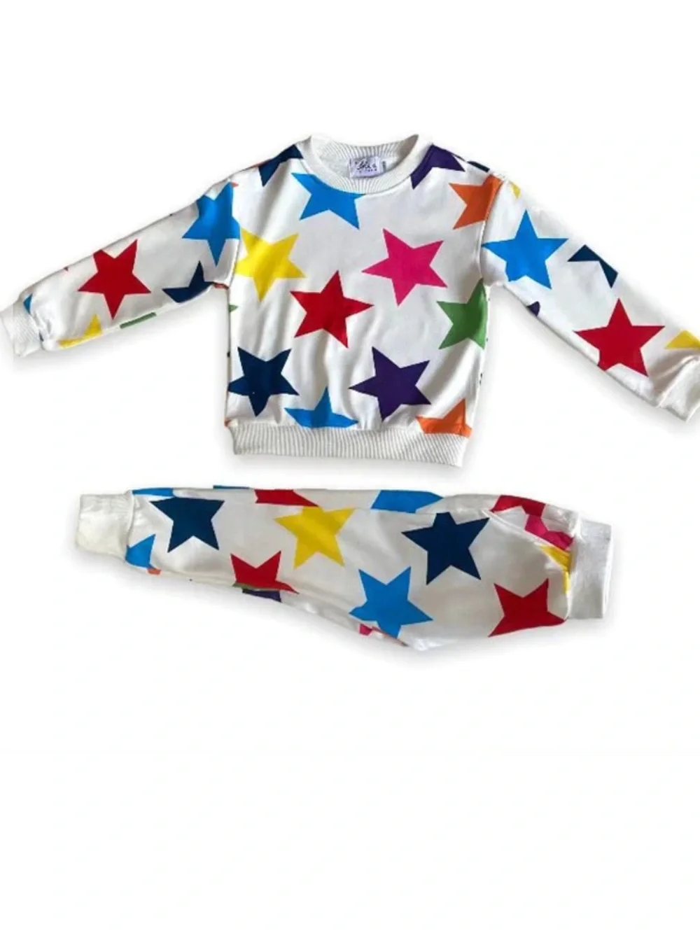 Lola + The Boys Rainbow Star Sweatshirt Jogger Set Girls Size 8 EUC